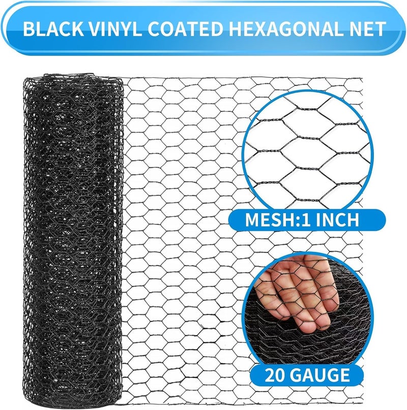 DOLEMODUO 48'' x 50' Black Chicken Wire Fencing, 1 inch Chicken Wire and 20 Gauge Poultry Netting, Garden Mesh Fence Roll for Floral Arrangements/Crafts/Farm/Livestock/Pet Protection - Image 5